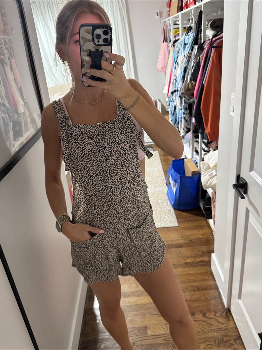 Free People Intimately Printed Lightweight Bib Relaxed Romper